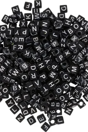 Produit De Marque Perles lettres carrées VBS « Noir », 45 g