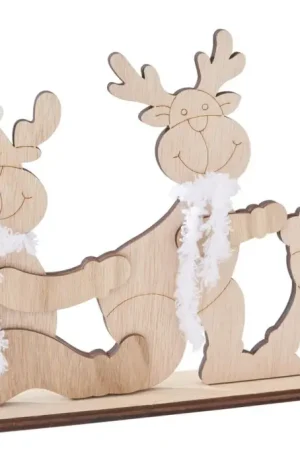 Certifié Décoration à emboîter en bois VBS « Trio de rennes à bonnet et écharpe »