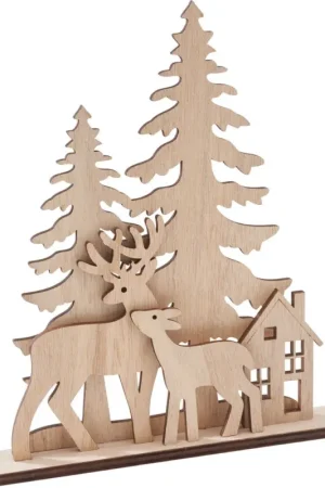 Meilleure Vente Décoration à emboîter en bois VBS « Chevreuils à la lisière de la forêt », 5 pc.