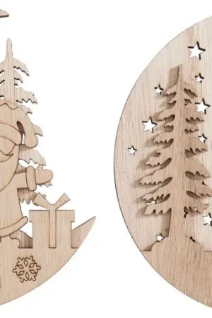 Décorations à suspendre en bois VBS « Demi-lune, Père Noël et Snowy », set de 2 Certifié