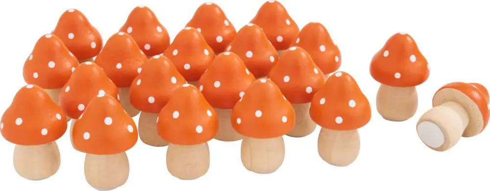 Promotion Saisonnière Amanites tue-mouches en bois déco VBS, 20 pc.