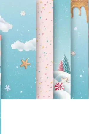 Soie de paille à motifs backgrounds « Candy Christmas » Promotion
