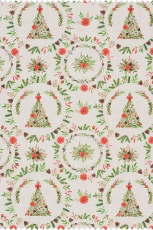 Seulement Aujourd'hui Tissu déco imprimé aspect lin au mètre « Sapin de Noël »