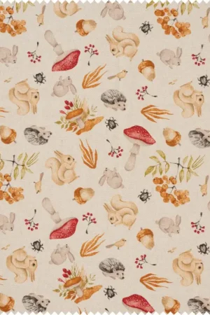 Bon Plan Tissu déco imprimé aspect lin au mètre « L'automne »