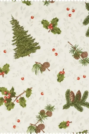Nouveauté Tissu imprimé aspect lin au mètre « Woodland »