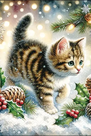 Serviette « Cute Cat In The Snow » Retour Gratuit