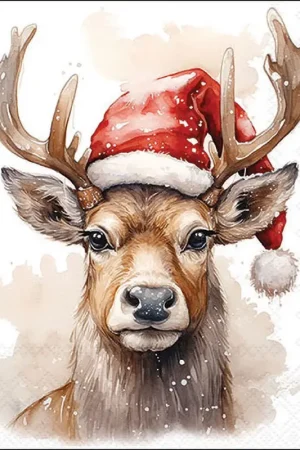 Offre Exclusive Serviette « Deer With Santa Hat »