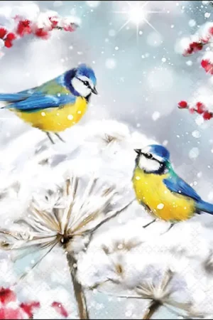 Serviette « Birds In The Snow » Haute Qualité