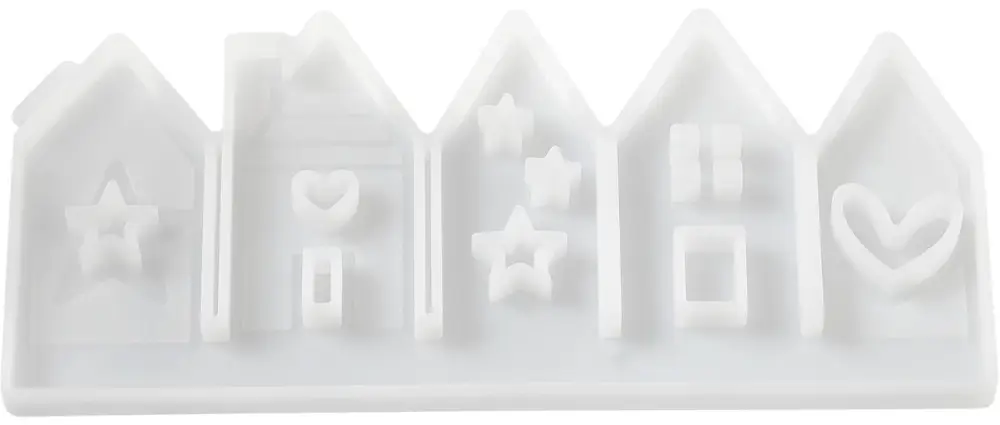 Moule en silicone « Rangée de maisons », 5 maisons Vente Directe
