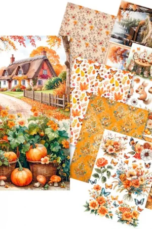 Assortiment de soies de paille à motifs « Bonjour automne », set de 8 pièces Prix Choc