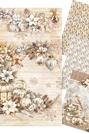 Must-Have Assortiment de soies de paille à motifs « Winter Season », set de 4 pièces