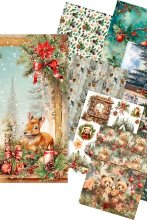 Haute Qualité Assortiment de soies de paille à motifs « Cosy Christmas », set de 8 pièces