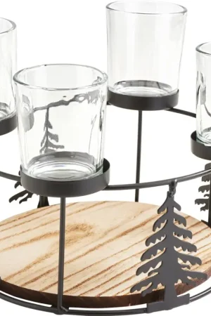 Couronne de l'Avent en bois et métal avec décors silhouette arbre Must-Have