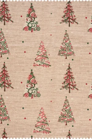 Dernier Modèle Tissu coton au mètre « Arbres de Noël », enduction acrylique