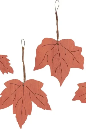 Feuilles d'automne en bois avec breloque Nouvelle Collection
