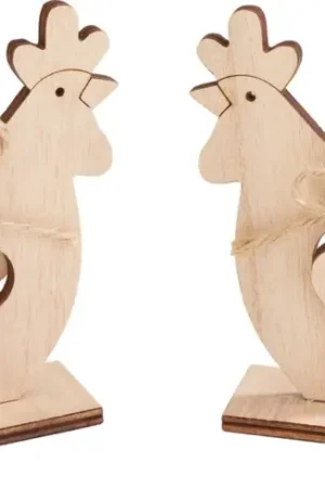 Certifié Décoration à emboîter en bois VBS « Poules », set de 2
