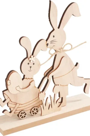 Prix Cassé Décoration à emboîter en bois VBS « Lapins à la brouette »
