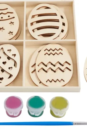 Bon Plan Motifs en bois VBS « Œufs » avec peinture et pinceau
