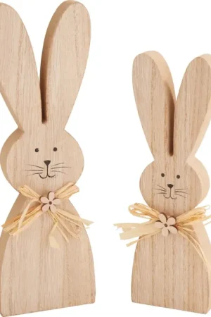 Lapins en bois VBS « Bonni et Fleurette », set de 2 Populaire