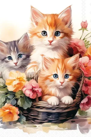 Nouvel Arrivage Serviette « Kittens in Basken »
