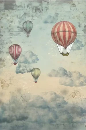 Soie de paille à motifs « Voyages Fantastiques - Air Balloons » Affaire À Saisir