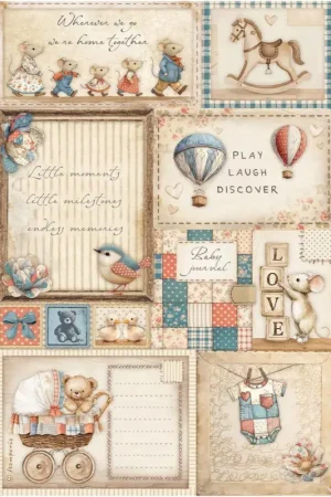 Soie de paille à motifs « Baby - Cards » Authentique