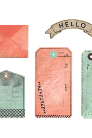 Gabarit d'estampe et Clear Stamps Sizzix Framelits «Tag It by 49 & Market » Affaire À Saisir