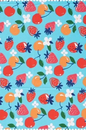 Tissu coton au mètre « Fraises et Cerises » Satisfait Ou Remboursé