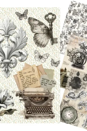 Assortiment de soies de paille à motifs « Typographic », set de 4 pièces Nouveauté