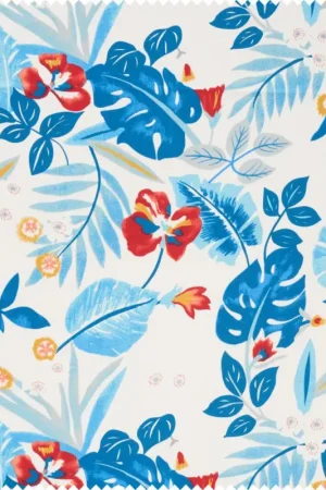 Tissu popeline de coton au mètre « Tropical Blue » Quantité Limitée