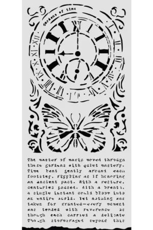 Pochoir « Gardens of Time - Clock and Butterfly » Dernière Chance