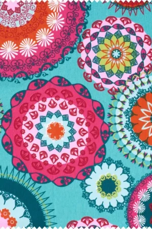 Haute Qualité Tissu déco imprimé aspect lin au mètre « Mandala Multicolor »
