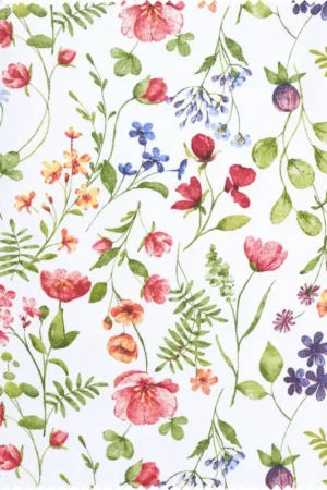 Nouveauté Tissu déco imprimé aspect lin au mètre « Floralis »