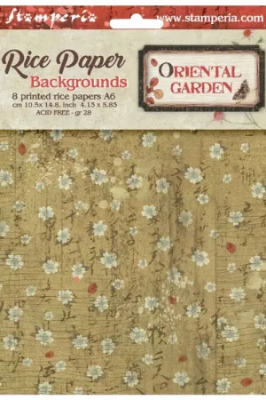 Achat Immédiat Soie de paille à motifs backgrounds Stamperia « Oriental Garden », DIN A6, set de 8 pièces