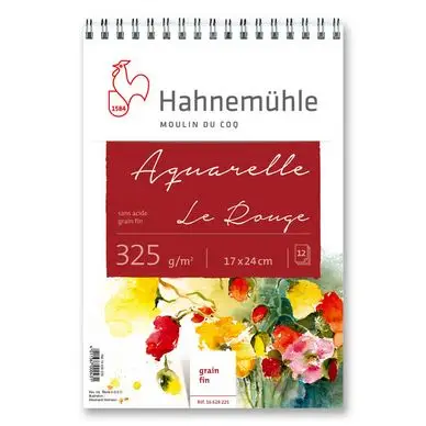 Bloc de papier aquarelle grain fin à spirale Le Rouge 325 g/m² - Hahnemühle Acheter Direct