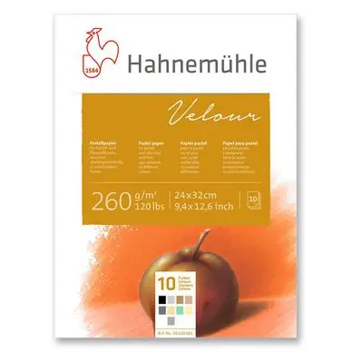 Solde Bloc de papier pastel Velour 260 g/m² couleurs assorties 10 feuilles - Hahnemühle