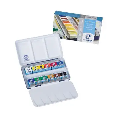 Boîte en métal de 12 godets aquarelle - Talens Meilleur Choix