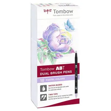 Meilleure Vente Feutre double pointe ABT Dual Brush Pen Set Pastel par 18 - Tombow