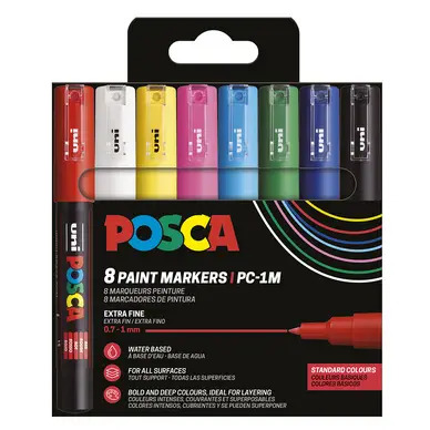 Boîte de 8 marqueurs assortis PC-1MC - Uni Commander Vite