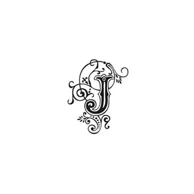 Tampon Bois Alphabet Arabesque lettre J, 2,8 x 2,8 x 2,8 cm - Aladine Dernière Chance