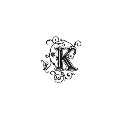 Tampon Bois Alphabet Arabesque lettre K, 2,8 x 2,8 x 2,8 cm - Aladine Soldes