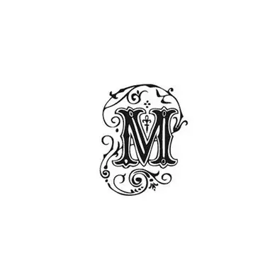 Nouvel Arrivage Tampon Bois Alphabet Arabesque lettre M, 2,8 x 2,8 x 2,8 cm - Aladine