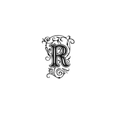 Tampon Bois Alphabet Arabesque lettre R, 2,8 x 2,8 x 2,8 cm - Aladine Quantité Limitée