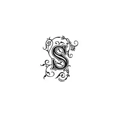 Tampon Bois Alphabet Arabesque lettre S, 2,8 x 2,8 x 2,8 cm - Aladine Nouvel Arrivage