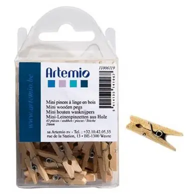 Pince à linge en bois 26 mm 45 pcs - Artemio Acheter Direct