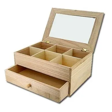 Coiffeuse en bois 6 compartiments et 1 tiroir 26 x 17,5 x 11,5 cm - Artemio Usine Directe