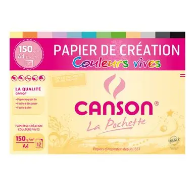 Pochette de papier Colorline couleurs vives A4 150 g/m² - Canson Commander Maintenant
