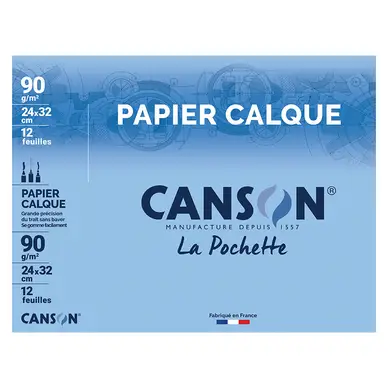 Quantité Limitée Papier calque 90g pochette de 12 feuilles - Canson