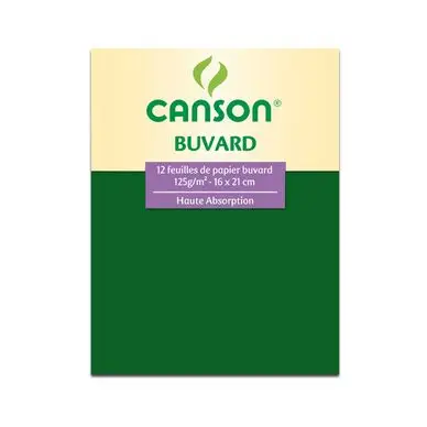 Commander Maintenant Pochette papier Buvard 125 g/m² 12 feuilles 16 x 21 cm - Canson