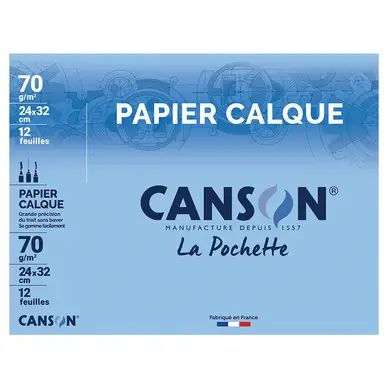 Papier calque 70 g/m² 24 x 32 cm Pochette 12 feuilles - Canson Achat Immédiat